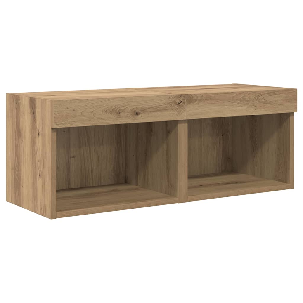 5-tlg. Wohnwand mit LED-Beleuchtung Weiß Holzwerkstoff