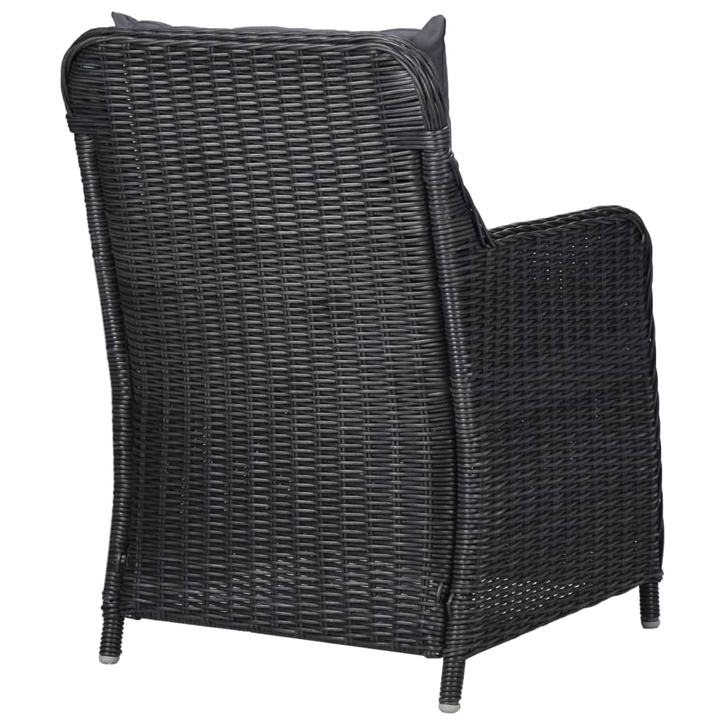 3-tlg. Garten-Bistro-Set mit Auflagen Poly Rattan Schwarz