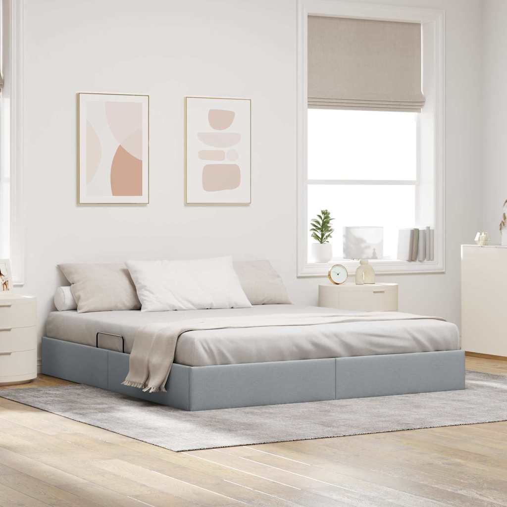 Aufbewahrungsbett mit Matratze Hellgrau 203 x 100 cm Stoff