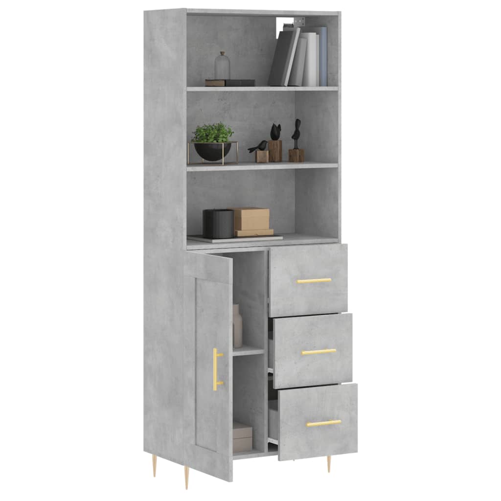 Highboard Hochglanz-Weiß 69,5x34x180 cm Holzwerkstoff