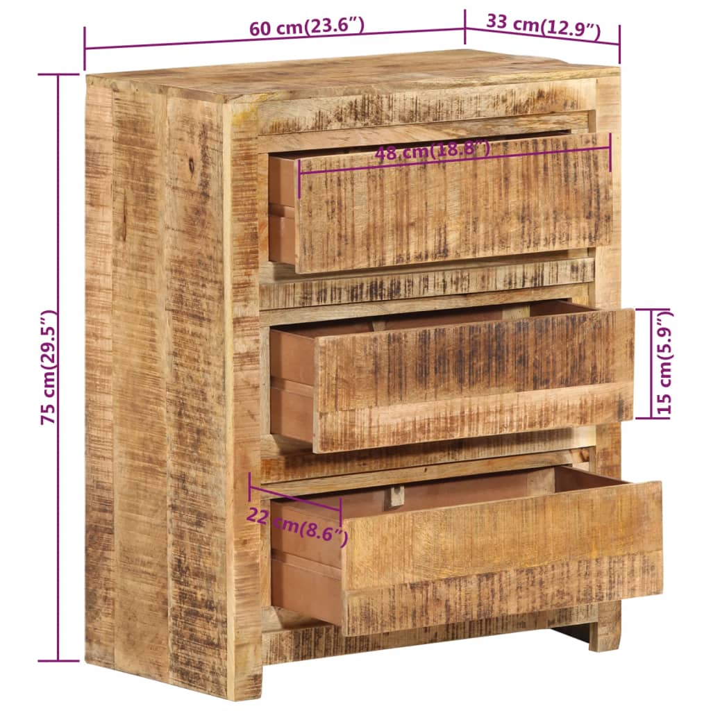 Schubladenschrank 60x33x75 cm Massivholz Akazie