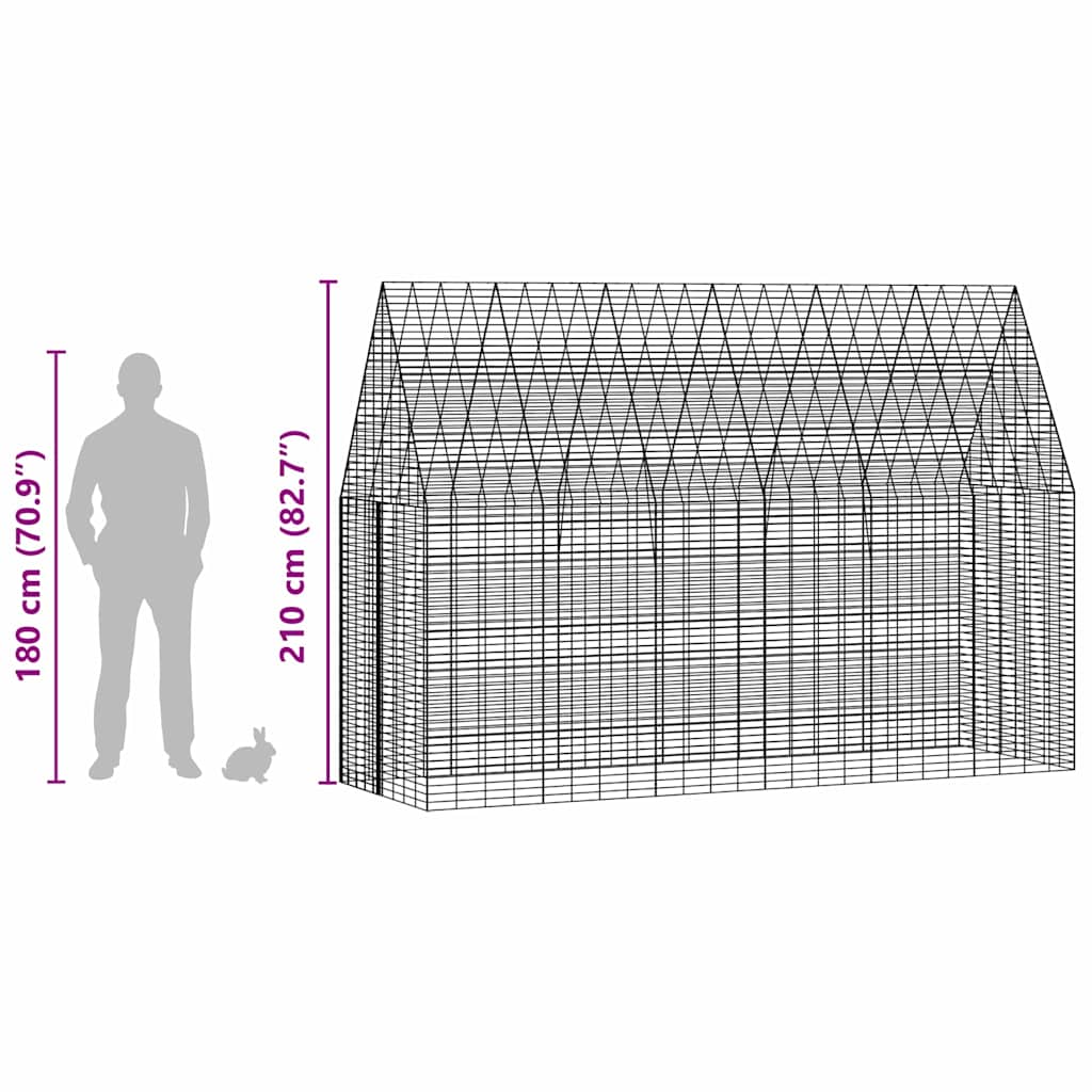Hühnerkäfig 2 pcs Silber 600 x 100 x 210 cm Verzinkter Stahl