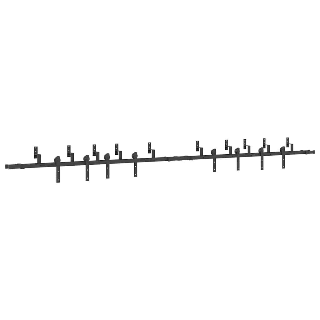 Schiebetürbeschlag-Set 183 cm Stahl Schwarz