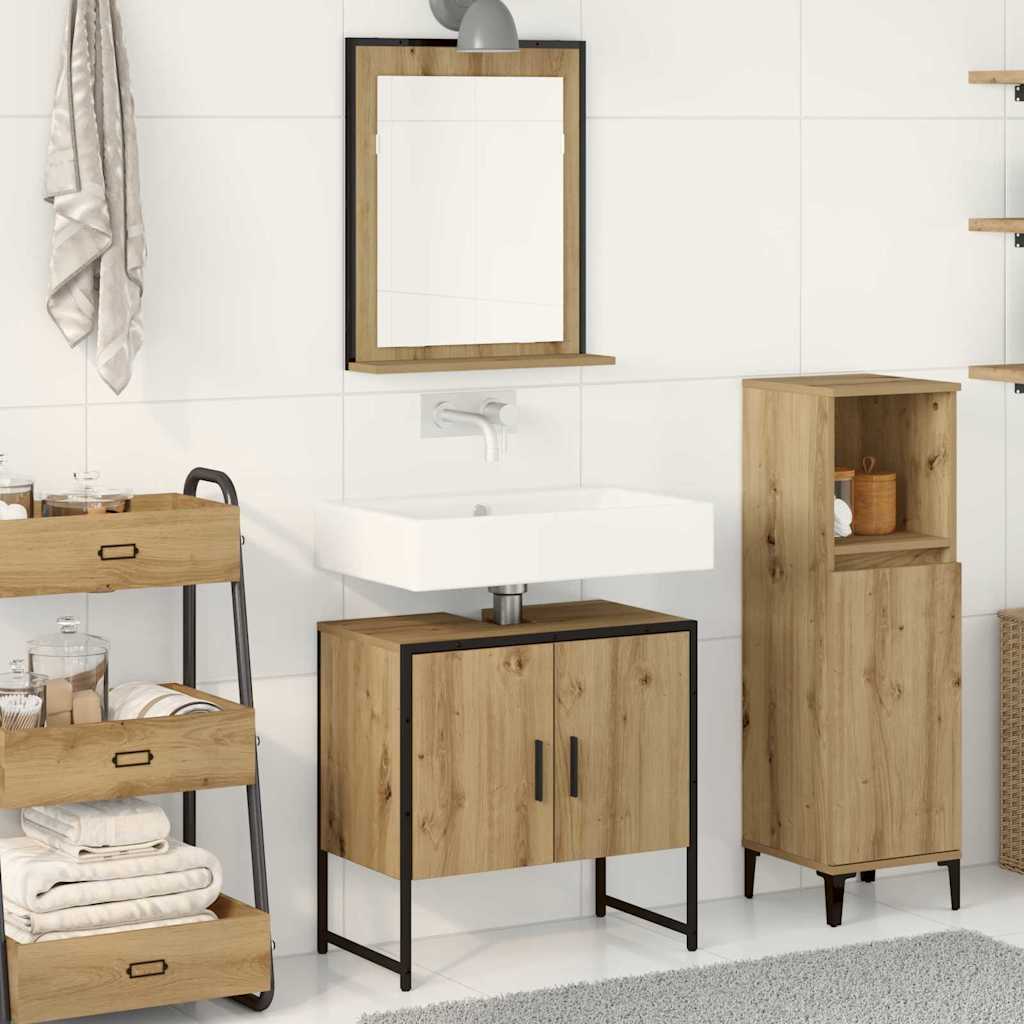 2-tlg. Badmöbel-Set Räuchereiche Holzwerkstoff