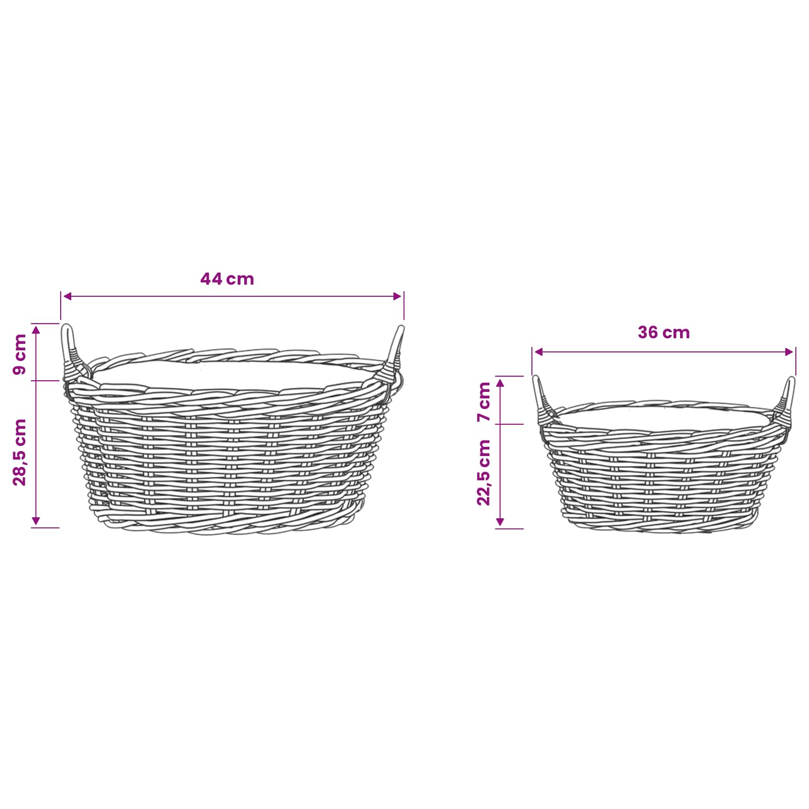 Blumentopfkorb mit Speicher 2 Stk. Natürliches Grau Kubu Rattan