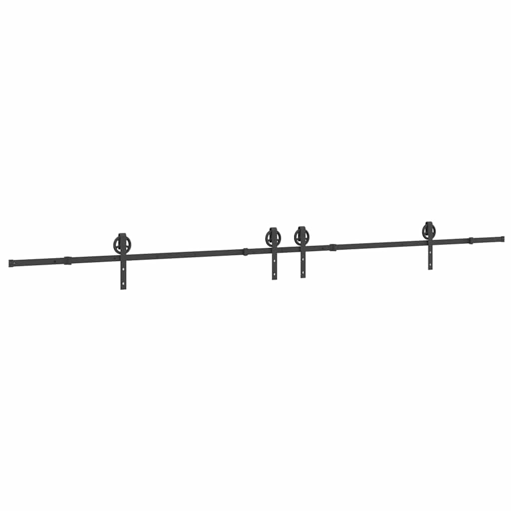 Schiebetürbeschlag-Set 366 cm Stahl Schwarz