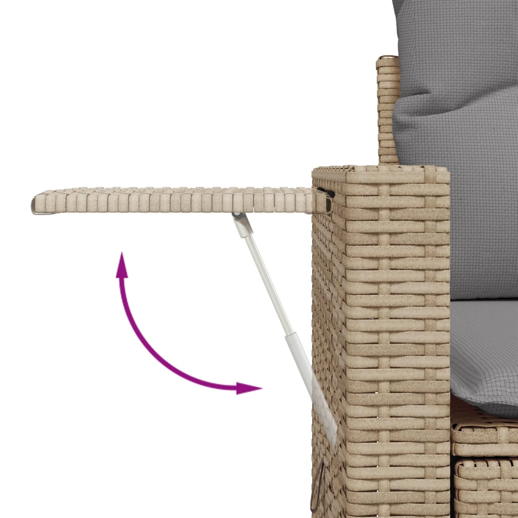 11-tlg. Garten-Sofagarnitur mit Kissen Schwarz Poly Rattan
