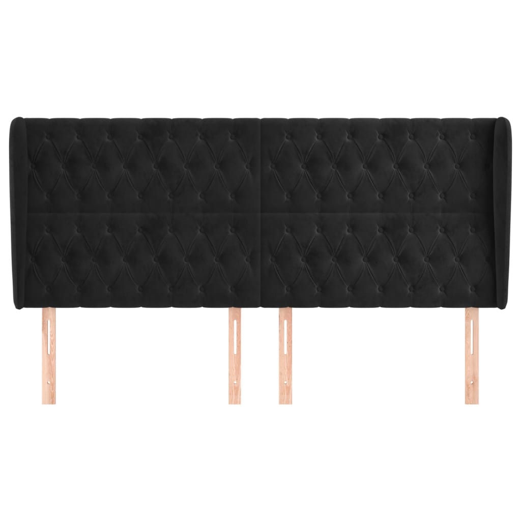 Kopfteil mit Ohren Dunkelblau 93x23x78/88 cm Samt
