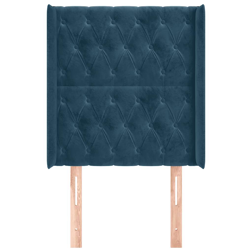 Kopfteil mit Ohren Dunkelblau 93x16x78/88 cm Samt