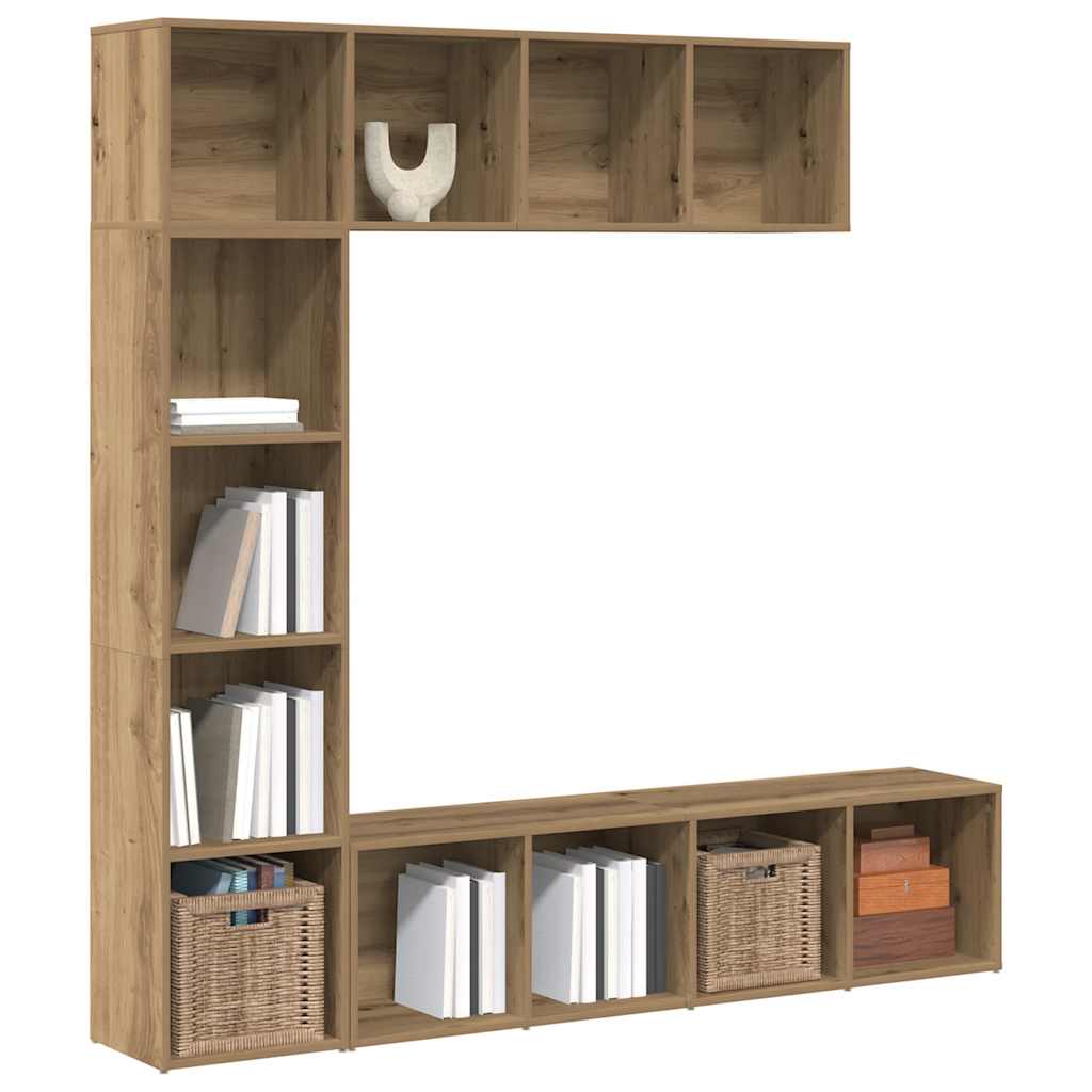 3-tlg. Bücher-/TV-Schrank Set Weiß 180×30×180 cm