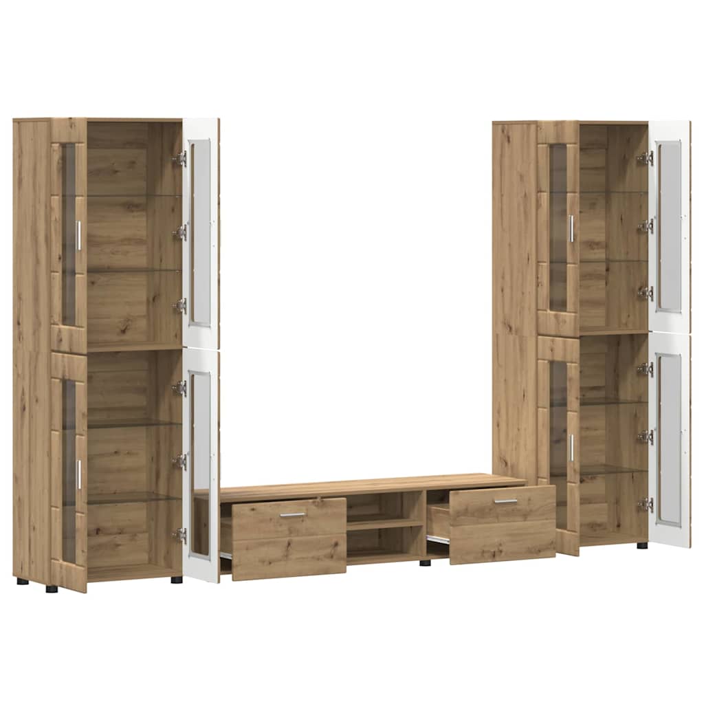 Highboard mit Regal FLORIN Weiß 60 x 35 x 182 cm Holzwerkstoff