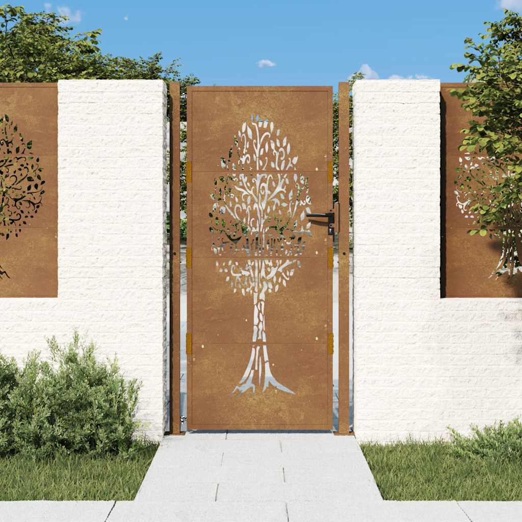 Gartentor 100x75 cm Cortenstahl Baumdesign