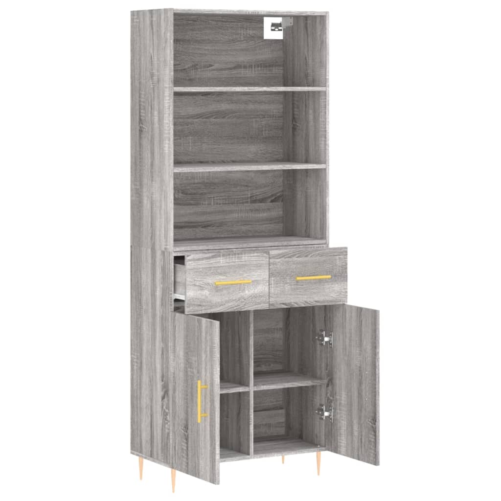 Highboard Hochglanz-Weiß 69,5x34x180 cm Holzwerkstoff