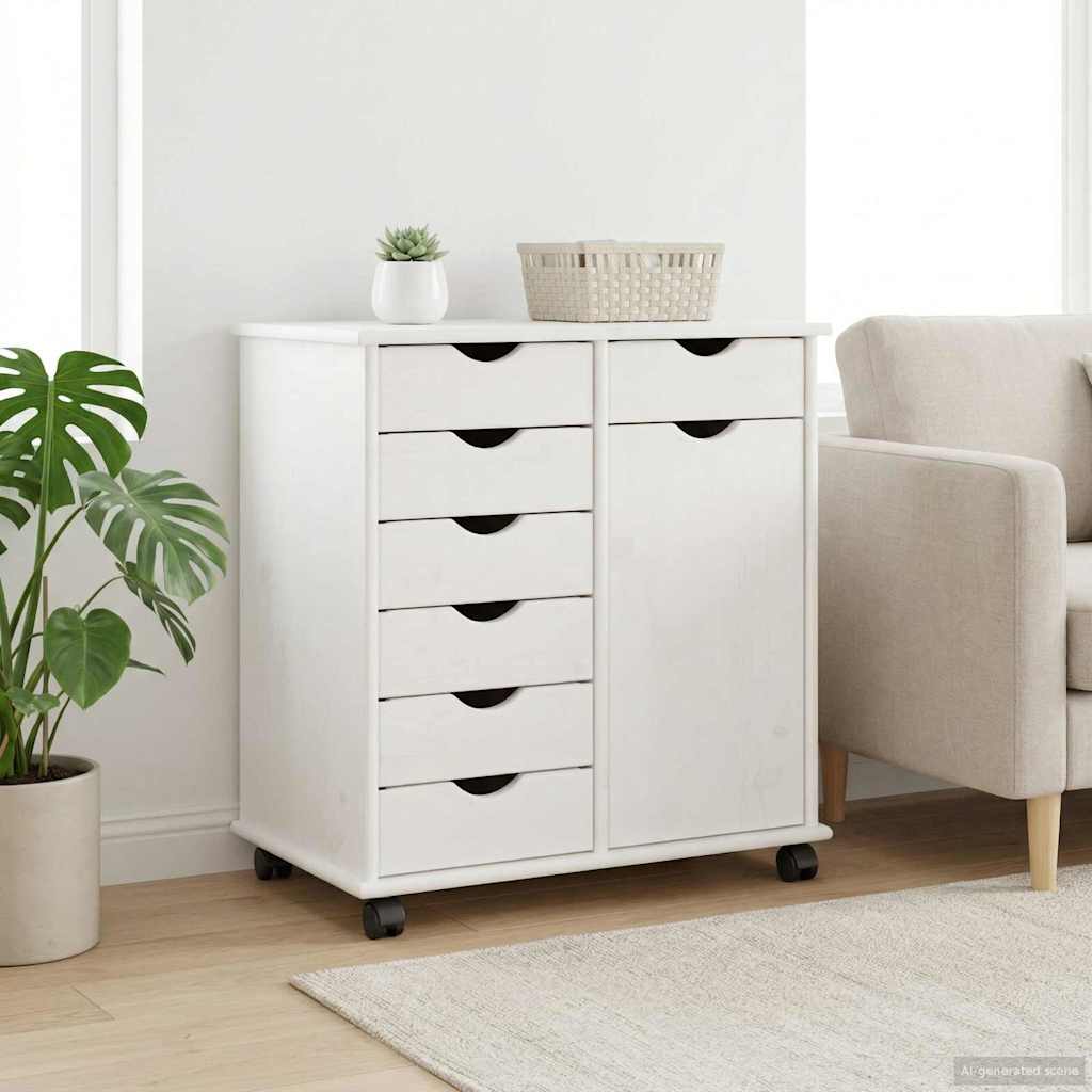 Rollschrank Honigbraun 63,5 x 39 x 65,5 cm Massivholz Kiefer
