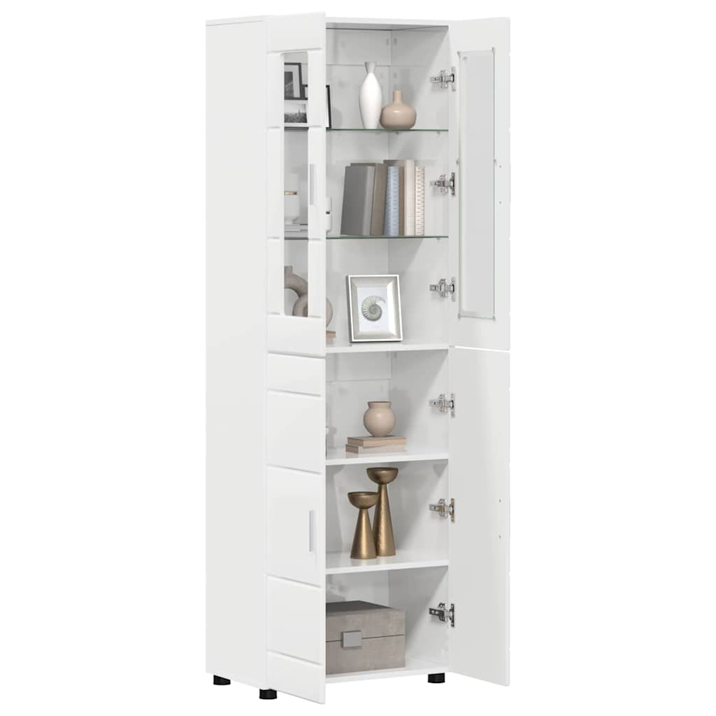 Highboard mit Regal FLORIN Weiß 60 x 35 x 182 cm Holzwerkstoff