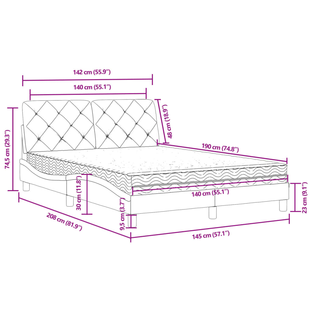 Bett mit Matratze Hellgrau 80x200 cm Samt
