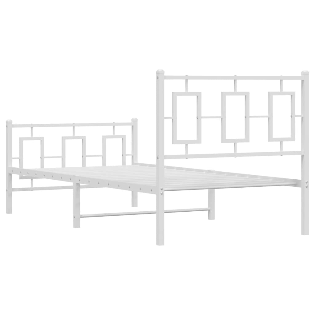 Bettgestell mit Kopf- und Fußteil Metall Weiß 180x200 cm