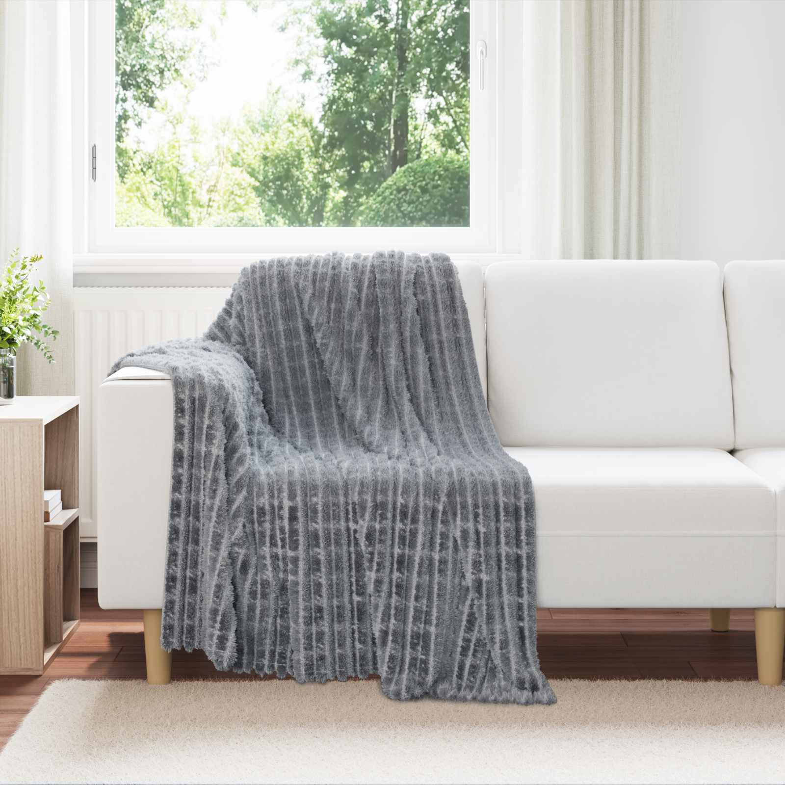Überwurfdecke Beige 150 x 130 cm Fleece