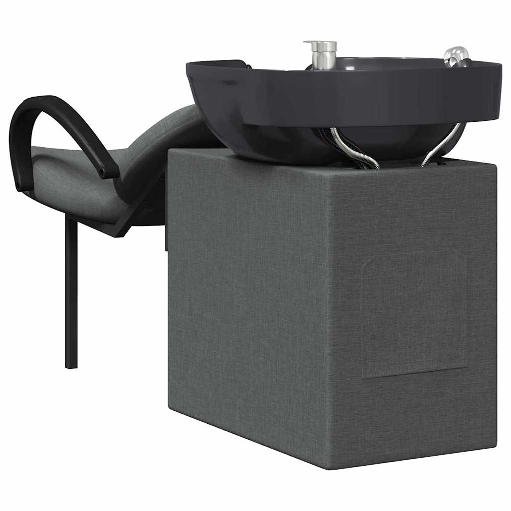 Shampoo Stuhl Dunkelgrau und Schwarz 136 x 60 x 92 cm Stoff