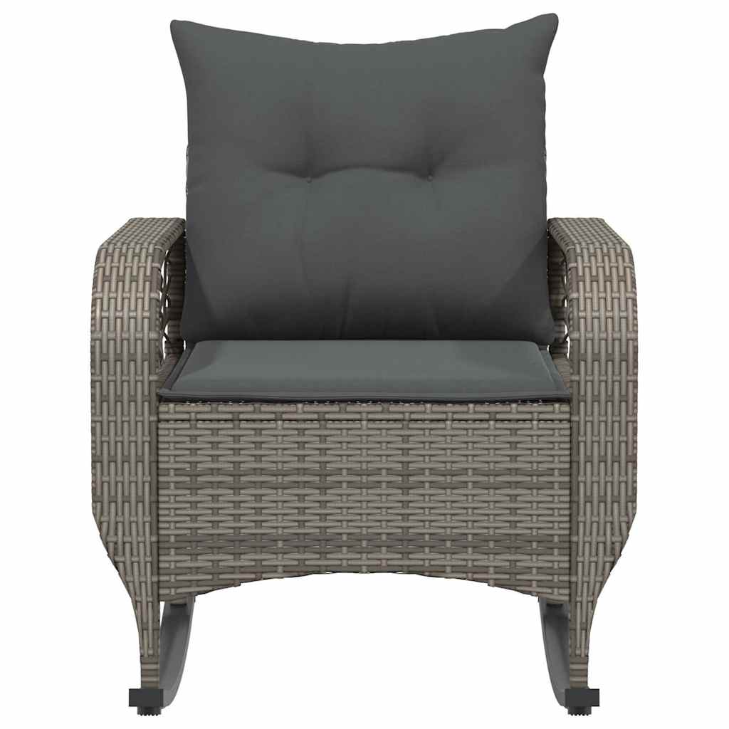 Garten-Schaukelstuhl mit Kissen Schwarz Poly Rattan