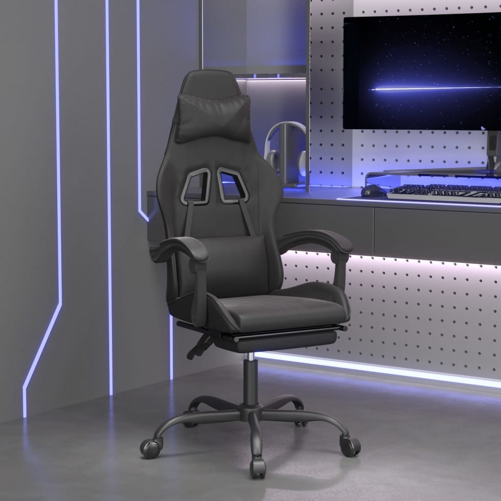 Gaming-Stuhl Drehbar Schwarz und Blau Kunstleder