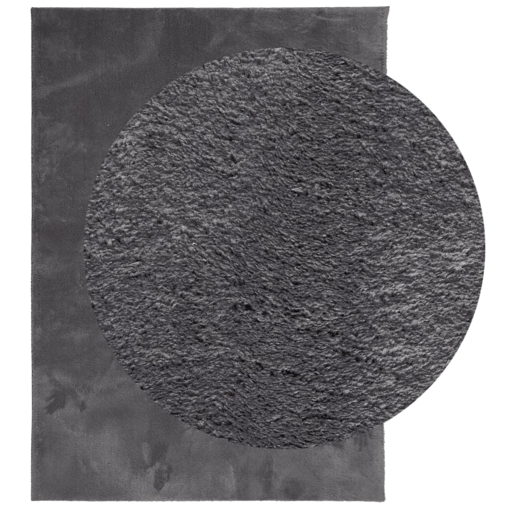 Teppich HUARTE Kurzflor Weich und Waschbar Anthrazit 60x110 cm