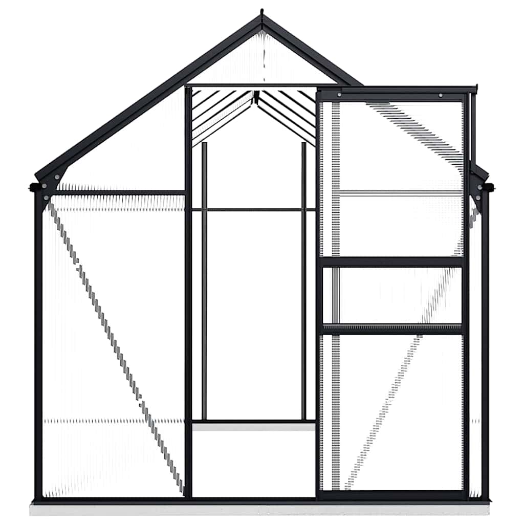Gewächshaus mit Fundament Anthrazit Aluminium 3,61 m²