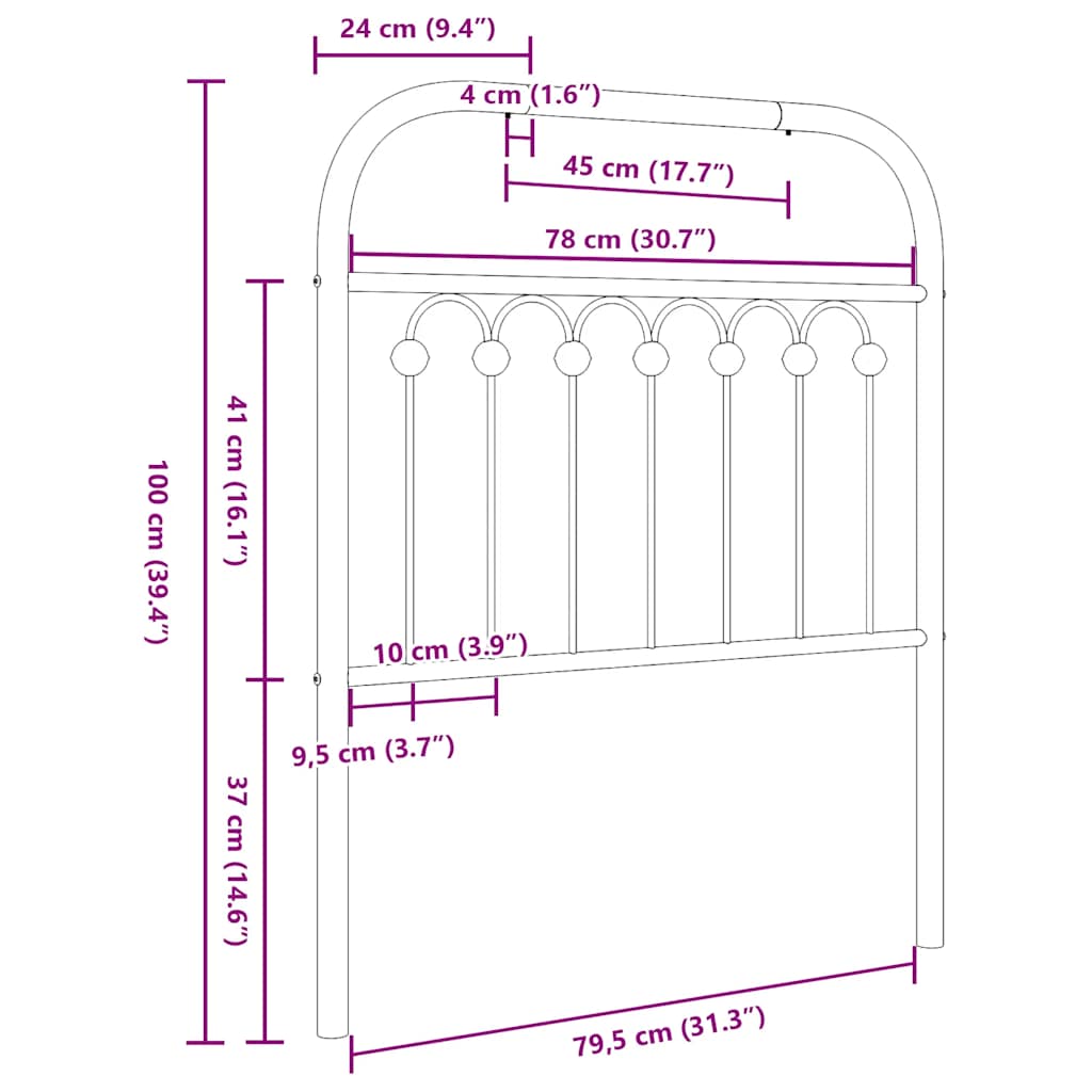 Ersatz-Kopfteil Metall Schwarz 75 cm