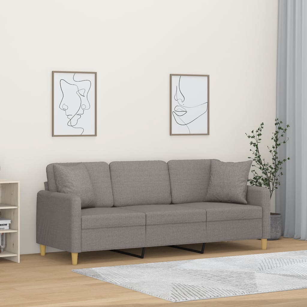 2-Sitzer-Sofa mit Zierkissen Braun 120 cm Stoff