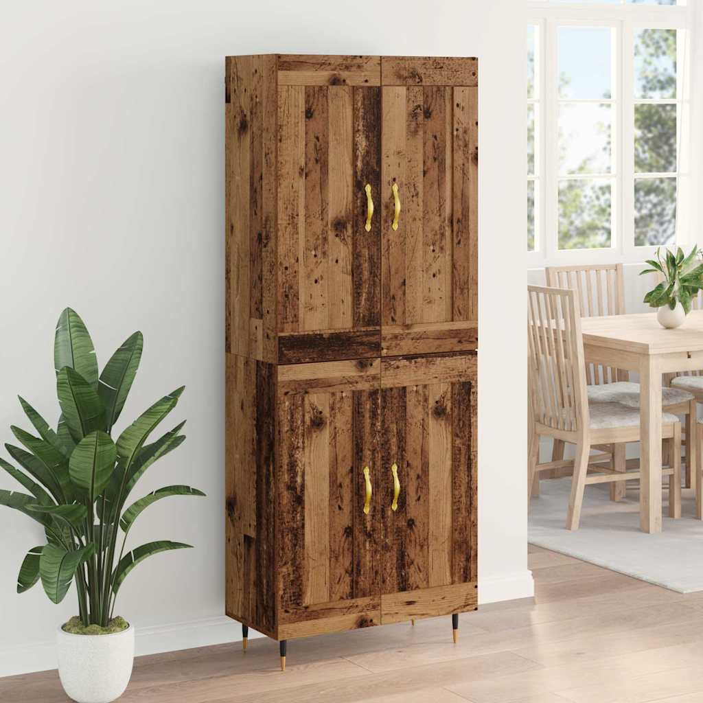 Highboard Betongrau 69,5x34x180 cm Holzwerkstoff
