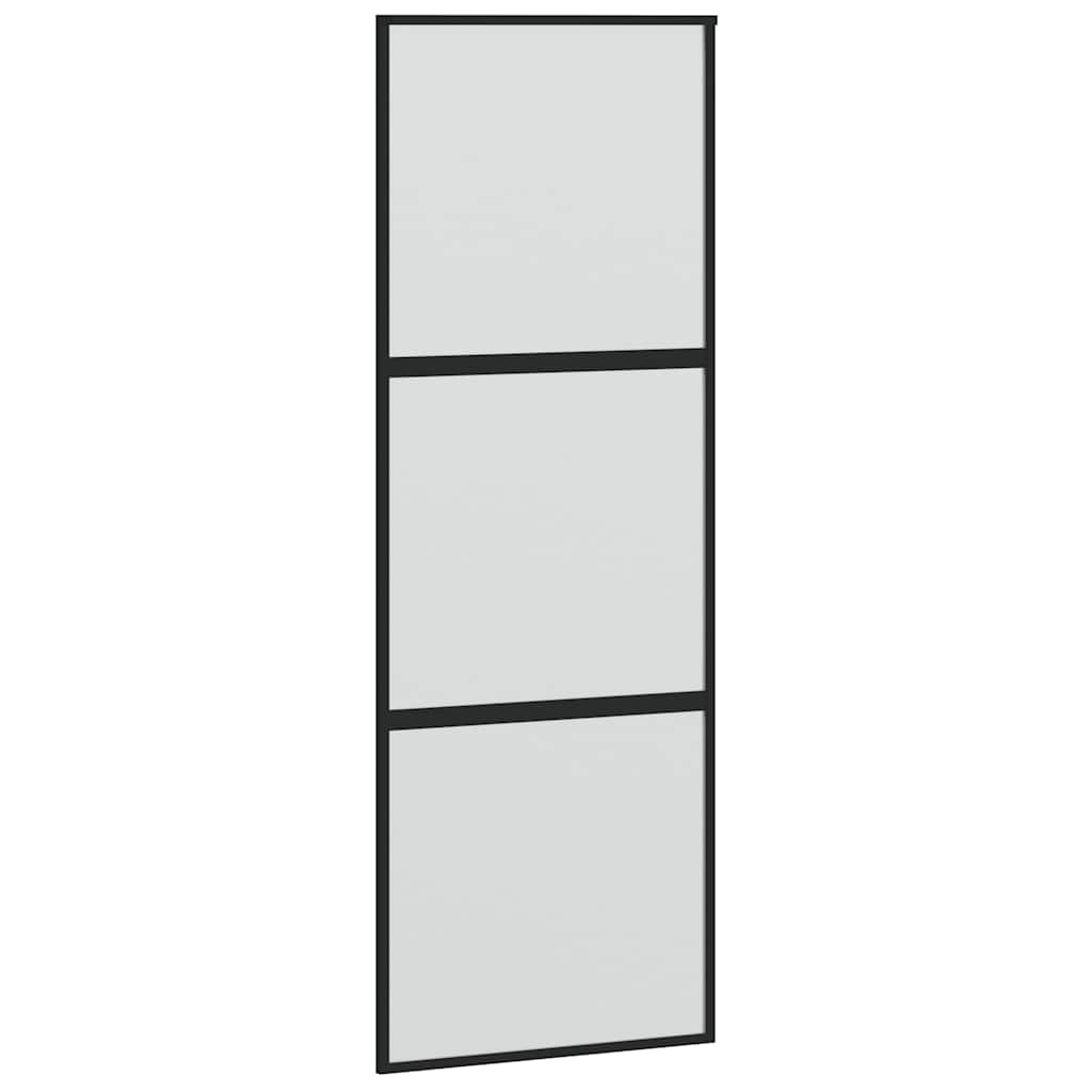 Schiebetür mit Beschlag Schwarz 76x205 cm Hartglas