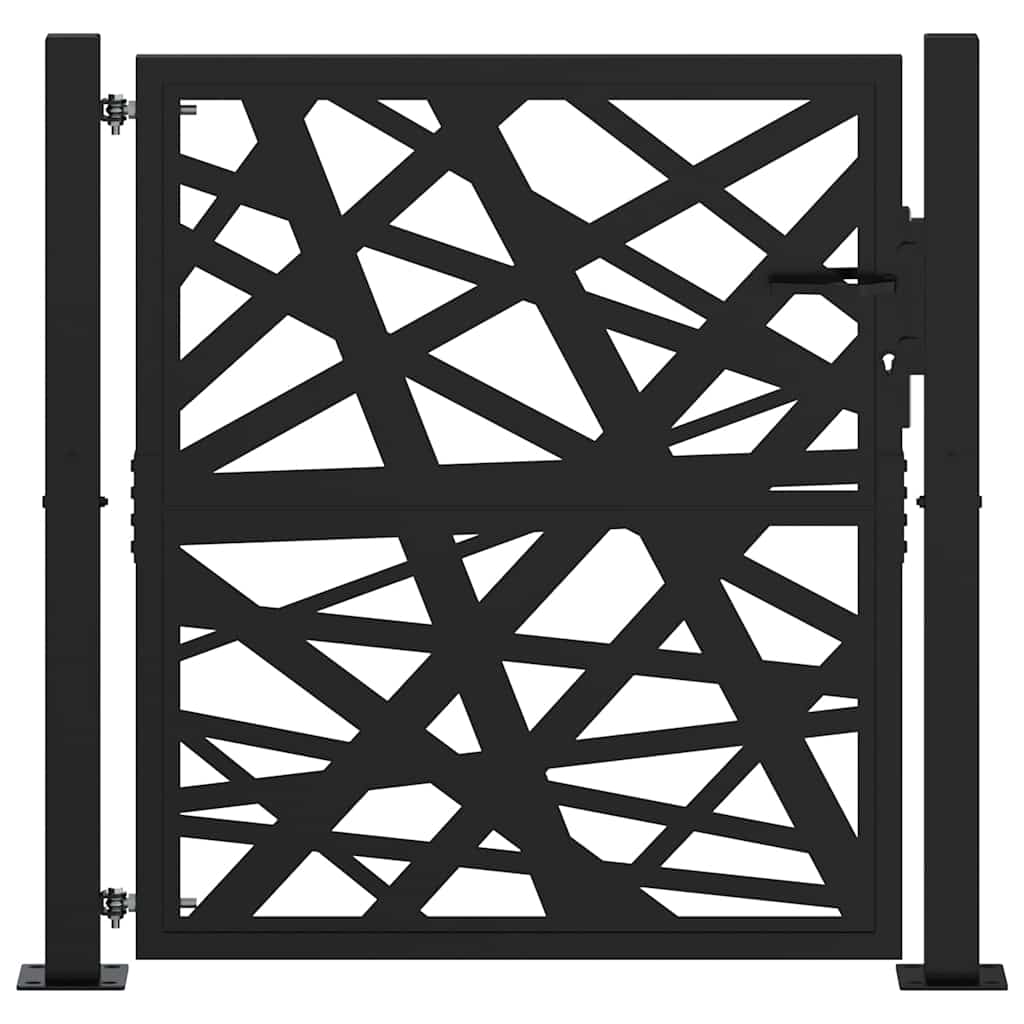 Gartentor Schwarz 100x100 cm Stahl Lichtdesign