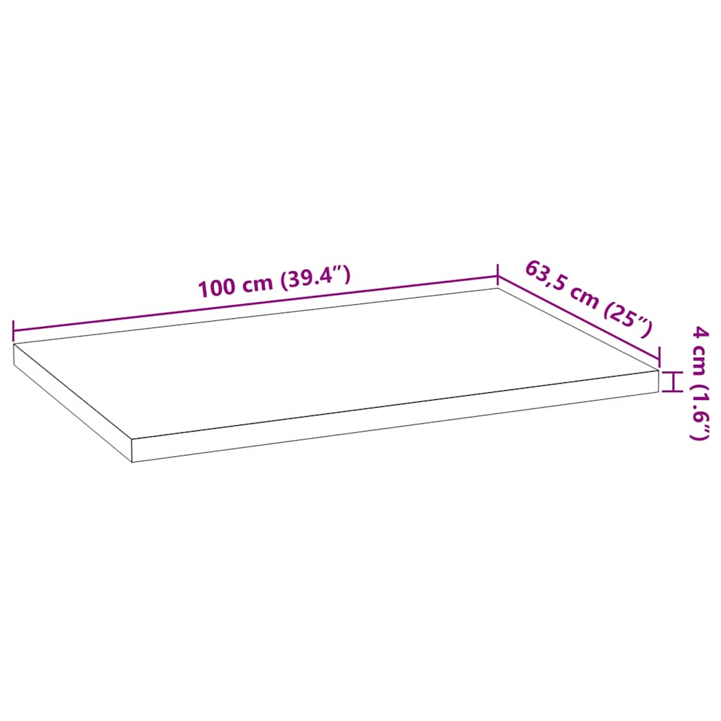 Küchenarbeitsplatte 40x63,5x2,7 cm Massivholz Eiche Rechteckig