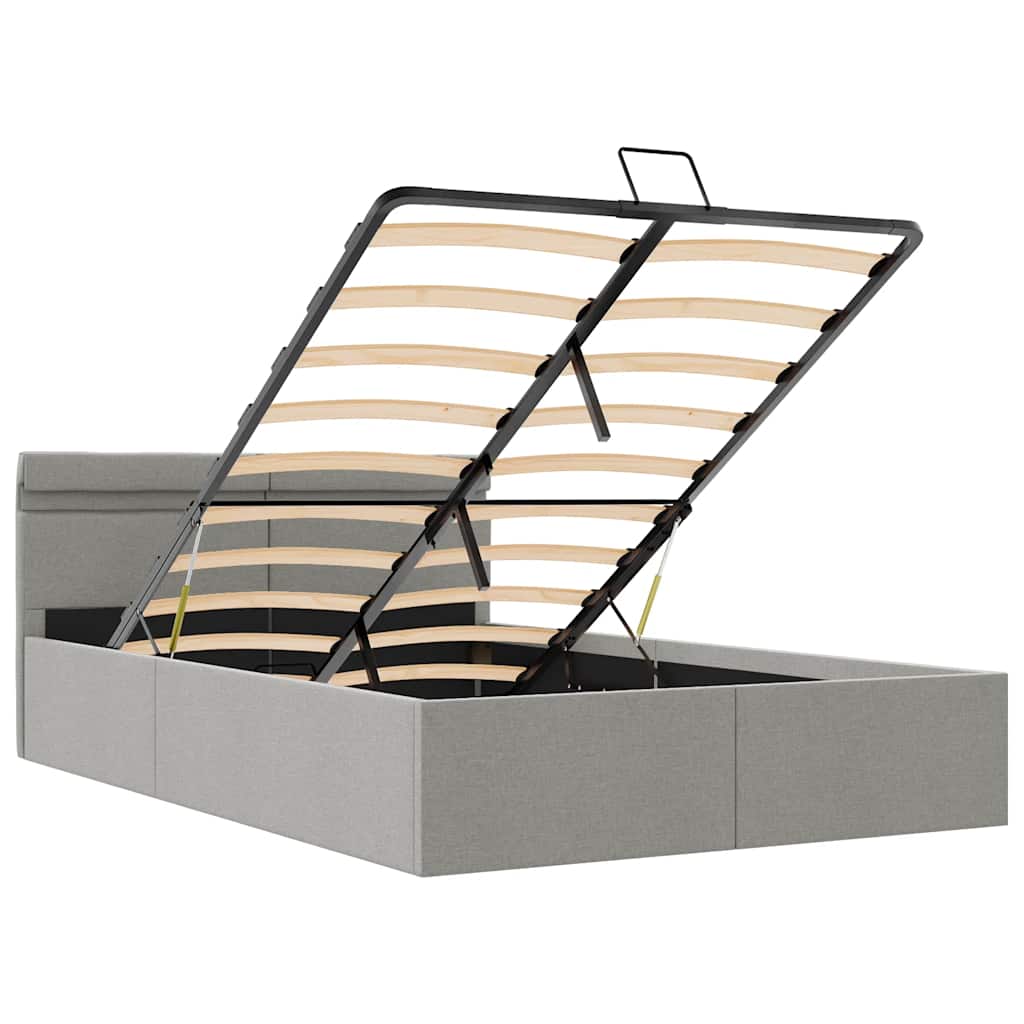 Bett mit Bettkasten Hydraulisch LED Dunkelgrau Stoff 90x200 cm