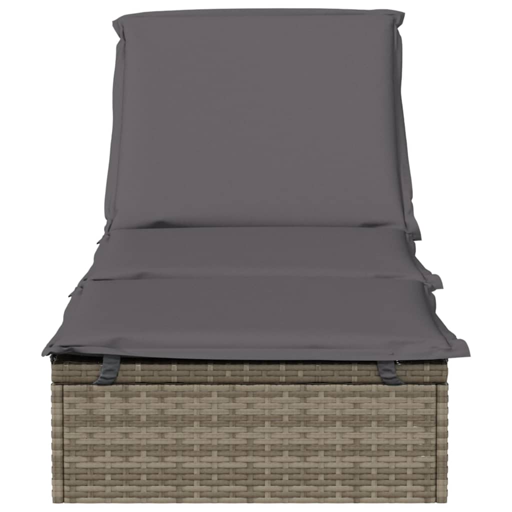 Sonnenliege 1 Stk. mit Tisch Schwarz Poly Rattan