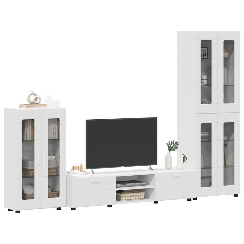 Highboard mit Regal FLORIN Weiß 60 x 35 x 182 cm Holzwerkstoff