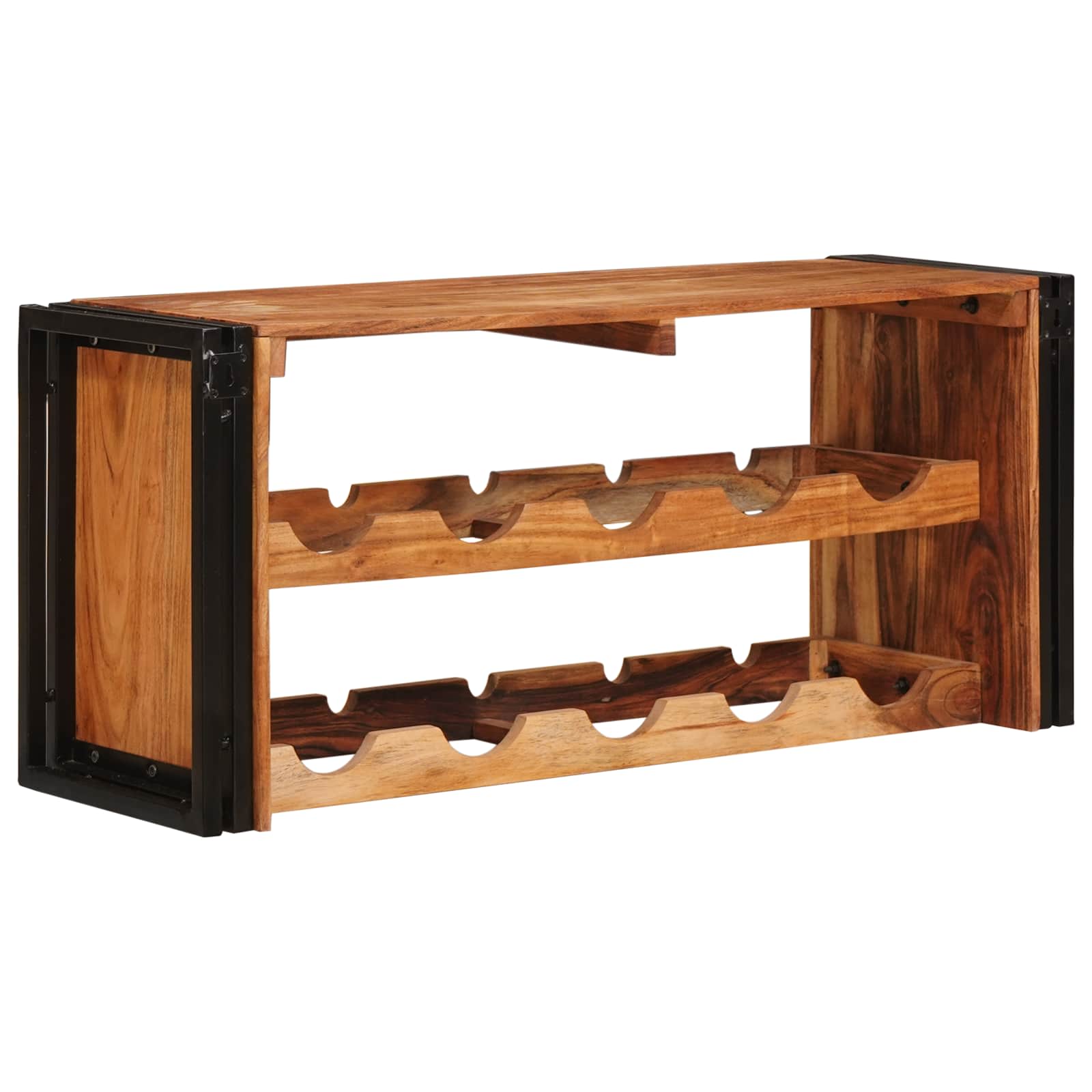 Weinregal Braun 60 x 45 x 33 cm Massives grobes Mangoholz