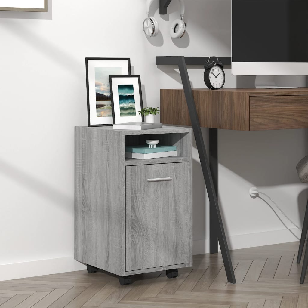 Beistellschrank mit Rollen Weiß 33x38x60 cm Holzwerkstoff