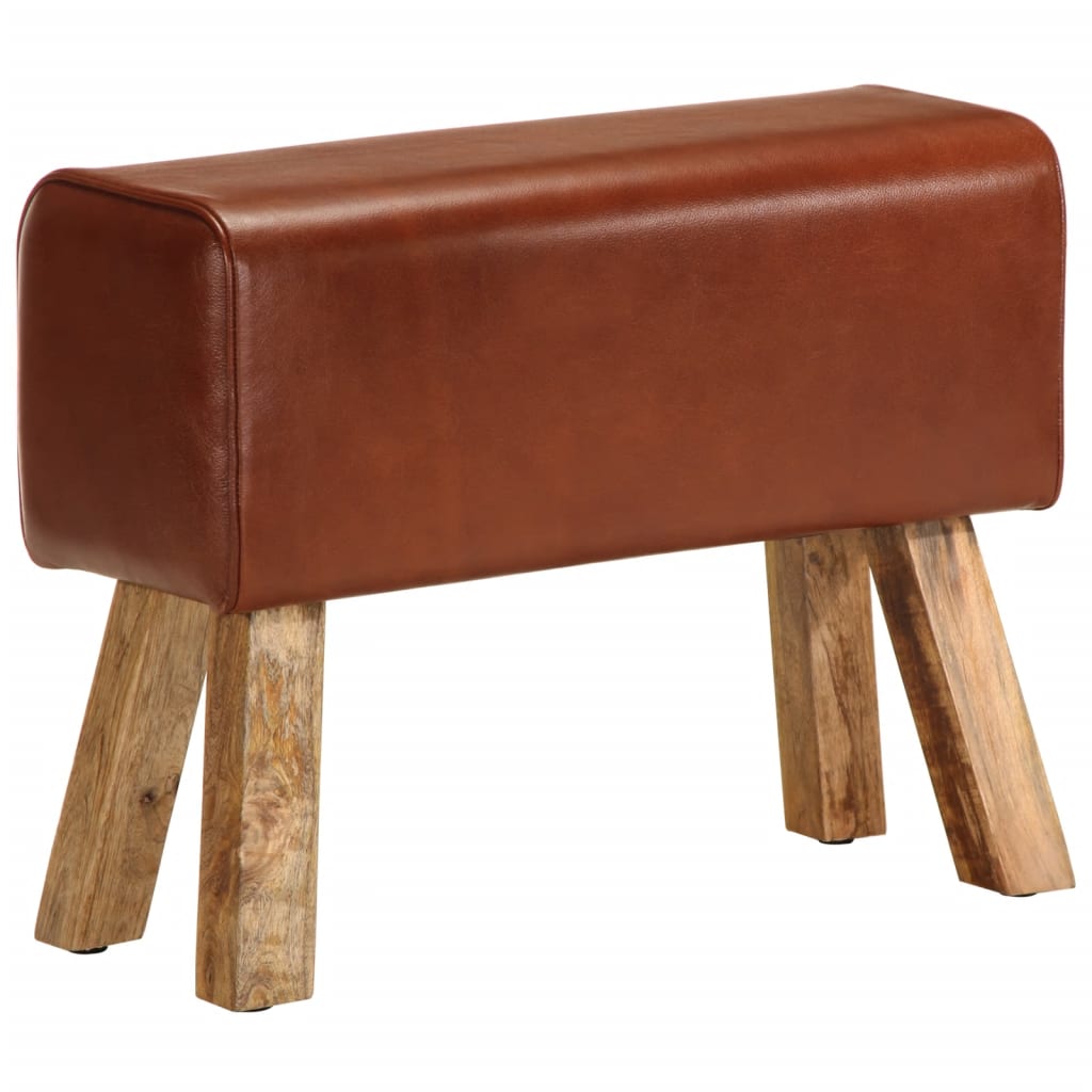 Bank Turnbock-Design 160cm Braun Echtleder Massivholz Akazie