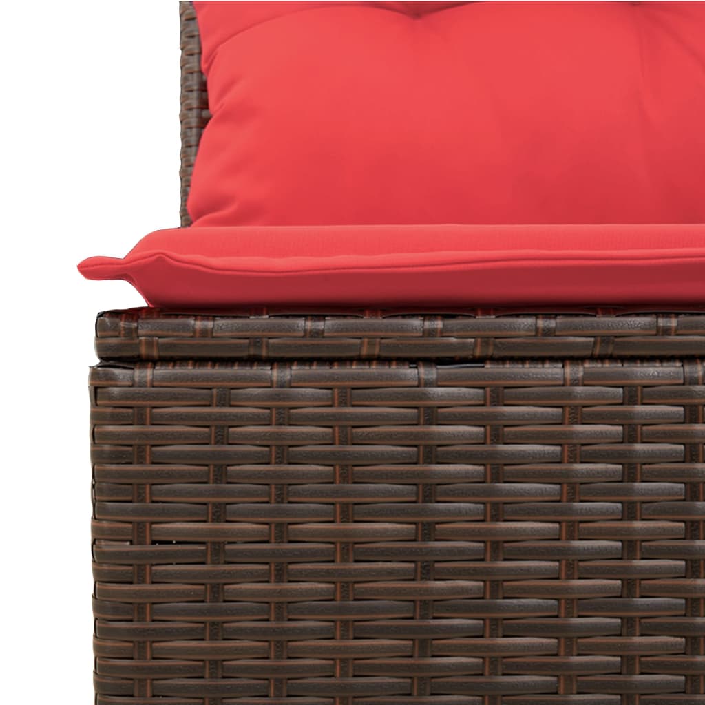 4-teiliges Gartensofa-Set mit Kissen, schwarzes Polyrattan