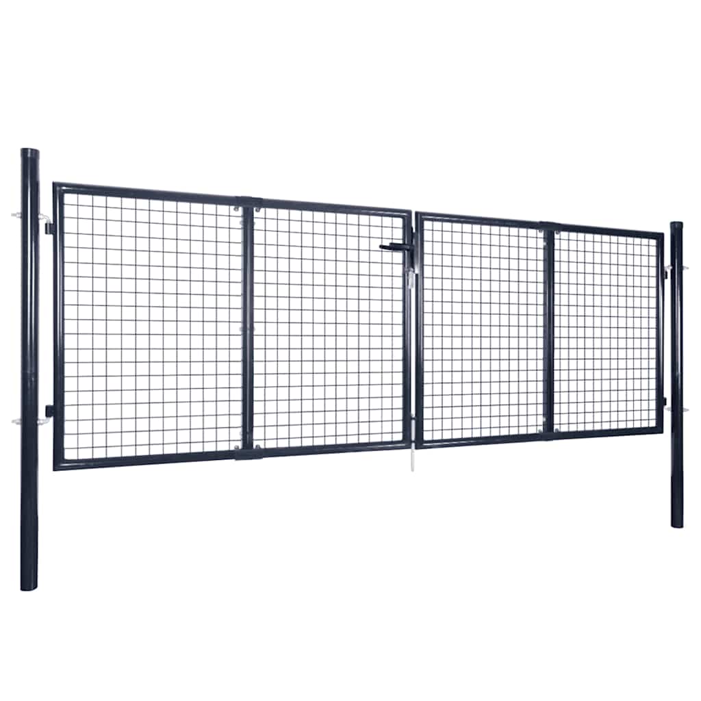 Maschen-Gartentor verzinkter Stahl 300 x 75 cm Grau