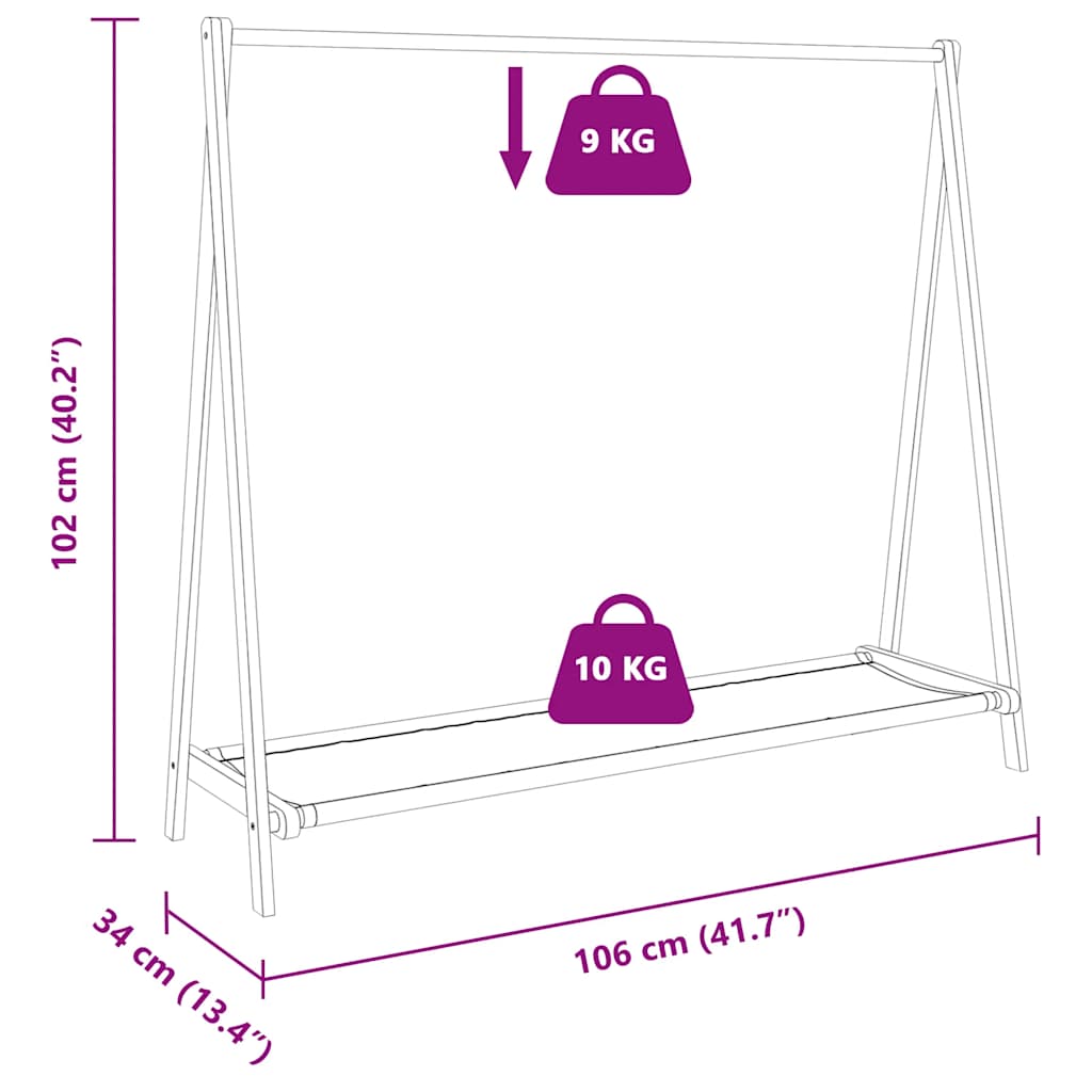 Kleiderständer mit Ablagen und Rollen 106x34x106,5 cm Bambus