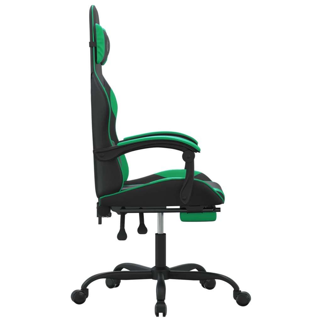 Gaming-Stuhl Drehbar Schwarz und Grün Kunstleder