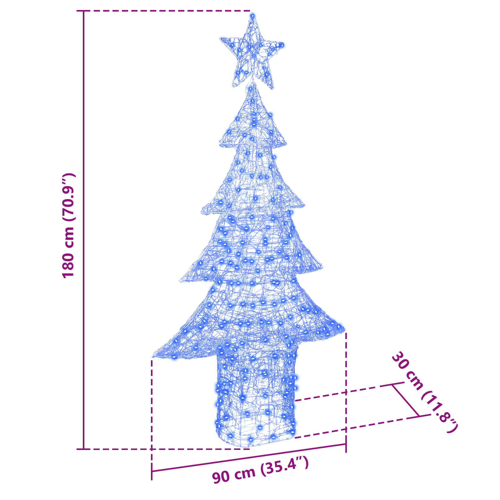 Weihnachtsbaum mit 100 LEDs Warmweiß 120 cm Acryl