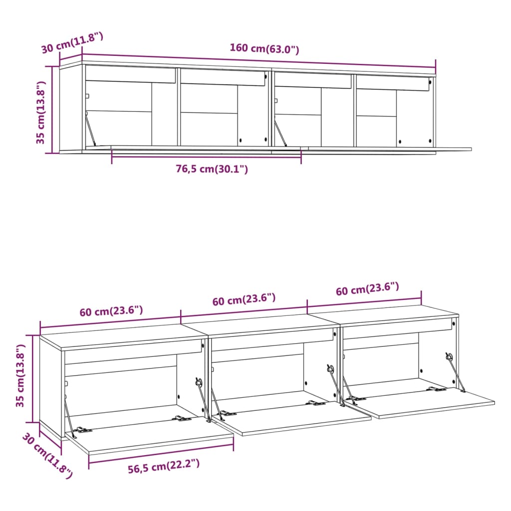5-teiliges TV-Schrank-Set Massivholz Kiefer