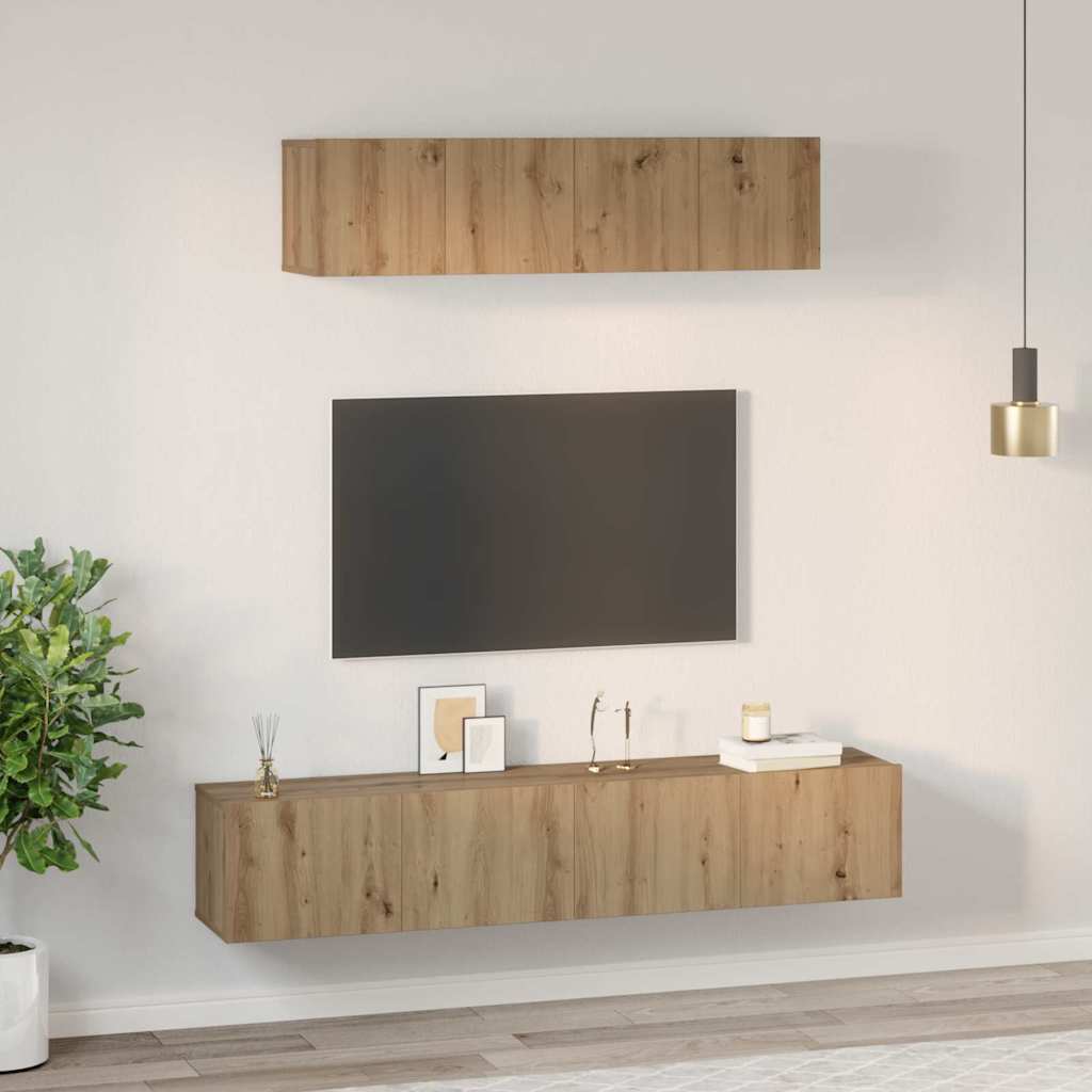 4-tlg. TV-Schrank-Set Weiß Holzwerkstoff