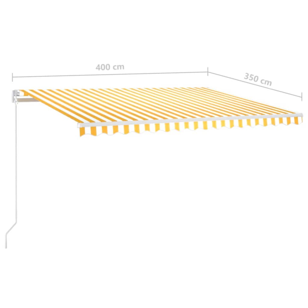 Markise Manuell Einziehbar mit LED 300x250 cm Blau und Weiß