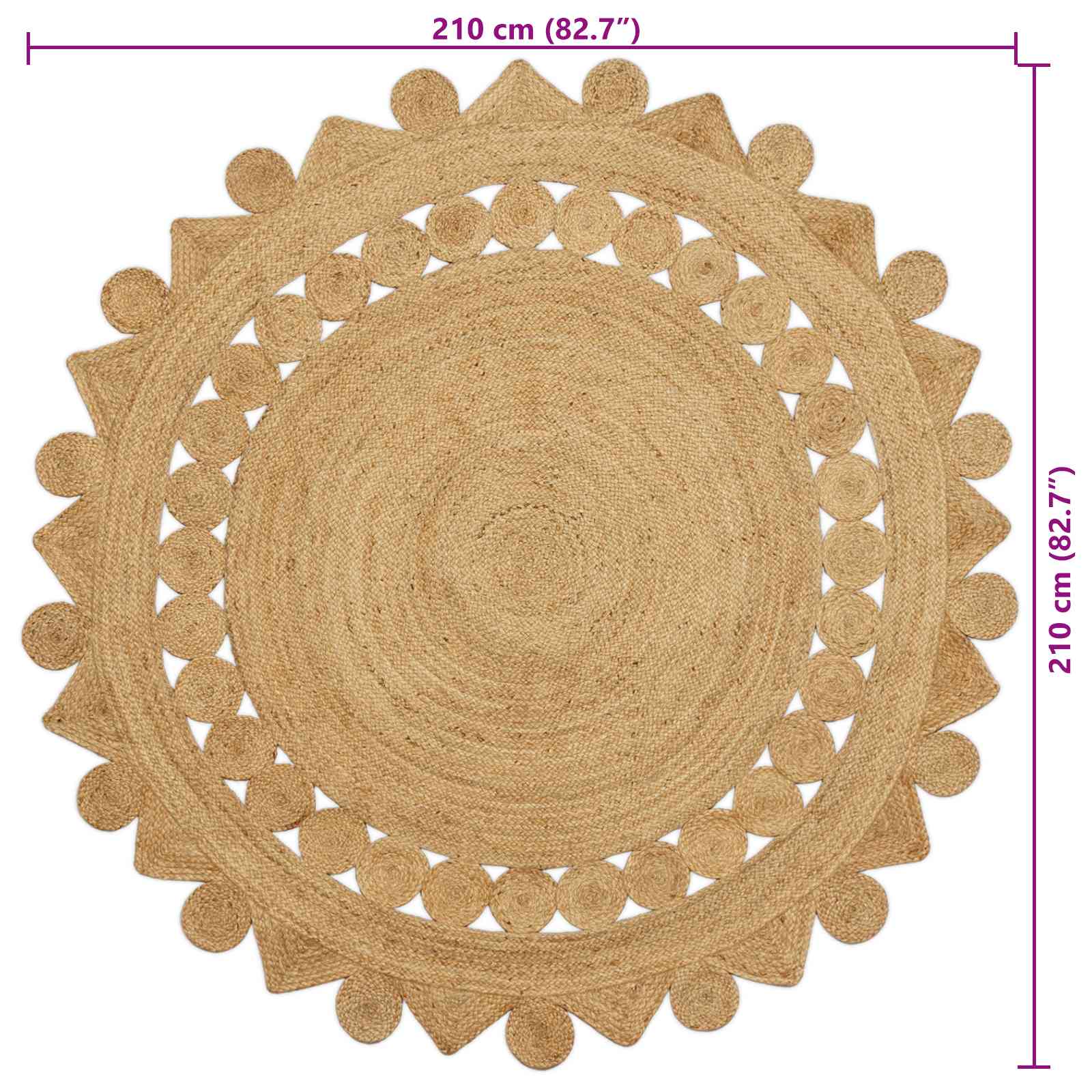 Bereichsteppiche Natur Ø 180 cm Jute
