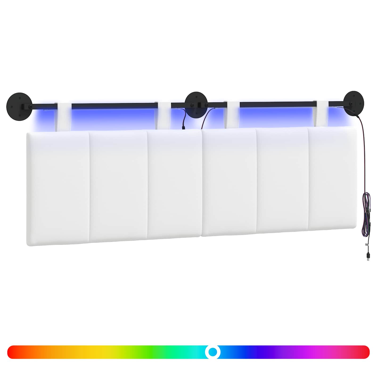Hängendes Kopfteil Mit LED Licht Wolkengrau Stoff