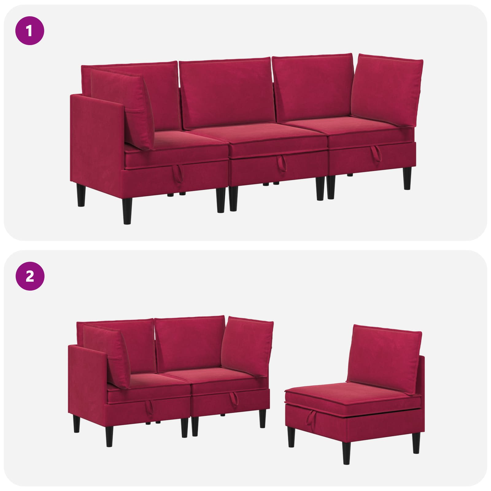 Wohnzimmergarnitur mit Kissen mit Speicher 3 pcs Hellgrau Samt
